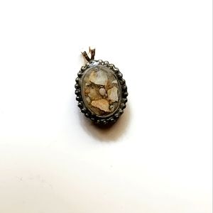 NWT HANDMADE RESIN & SILVER ENAMEL BEACH PENDANT!